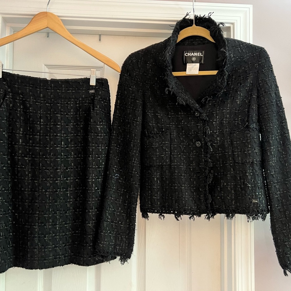 Authentic Classic CHANEL A-line black suit